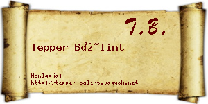 Tepper Bálint névjegykártya